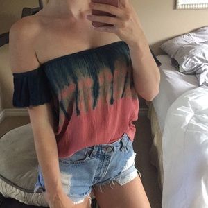 Tie Dye Off Shoulder Top